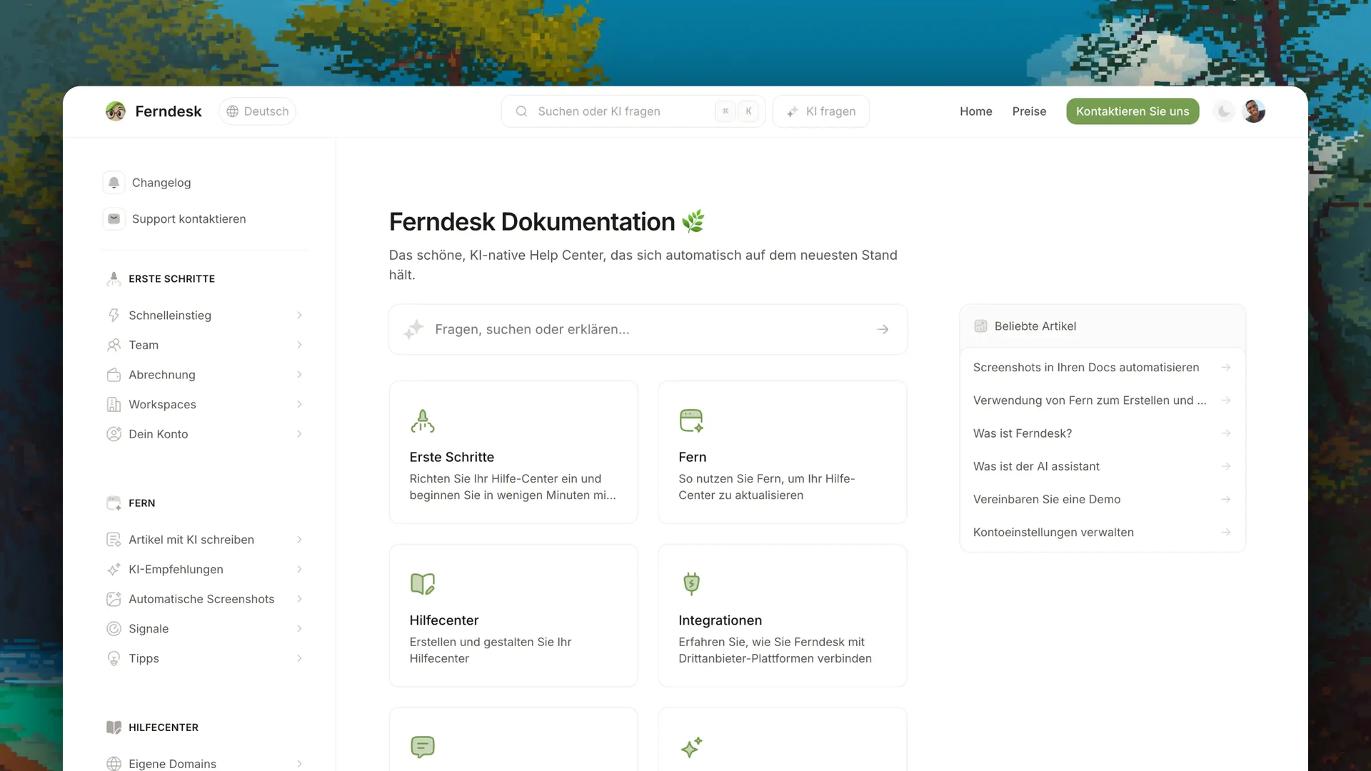 Ferndesk multilingual knowledge base language selector